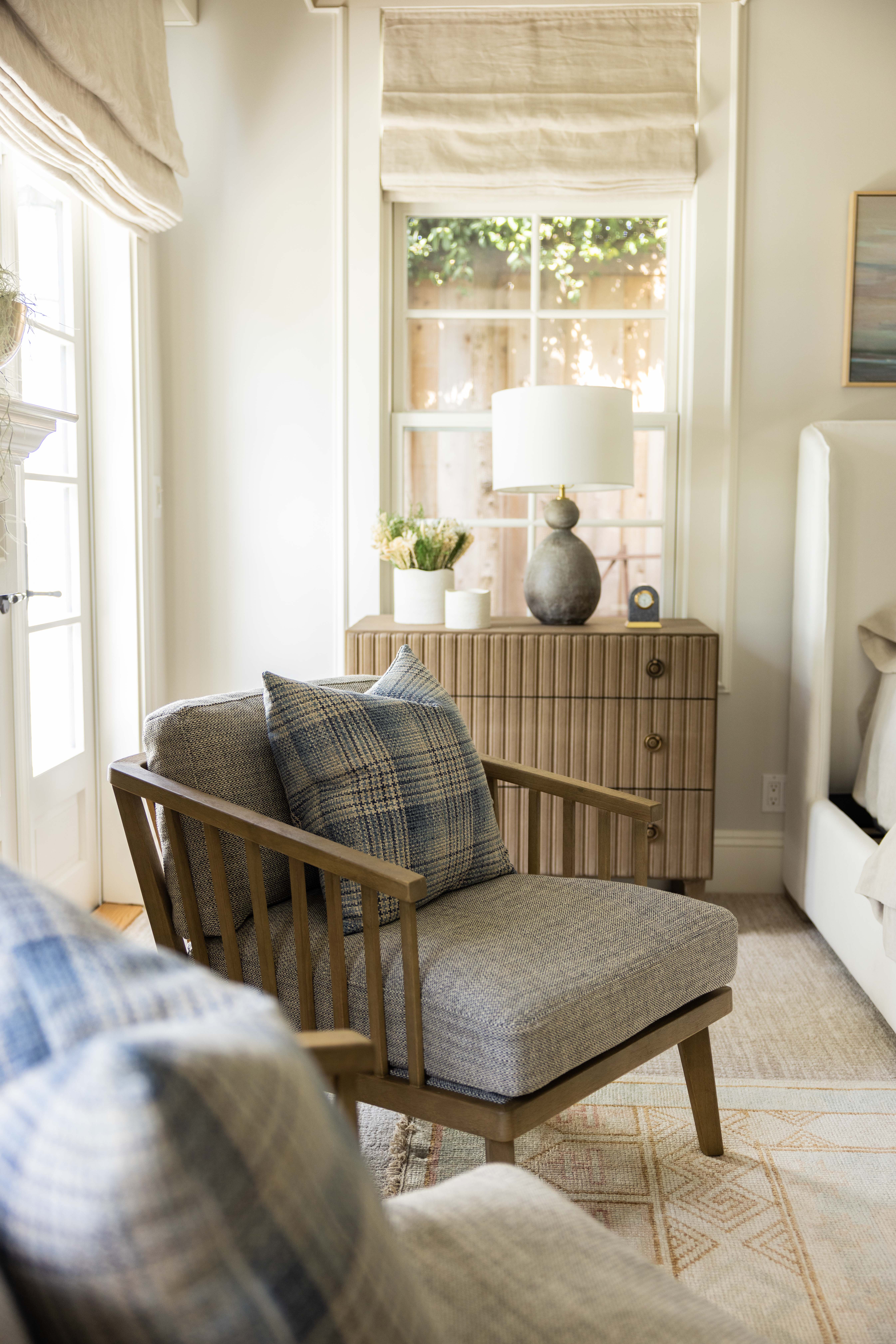 Master bedroom corner with chair, Seaside Retreat