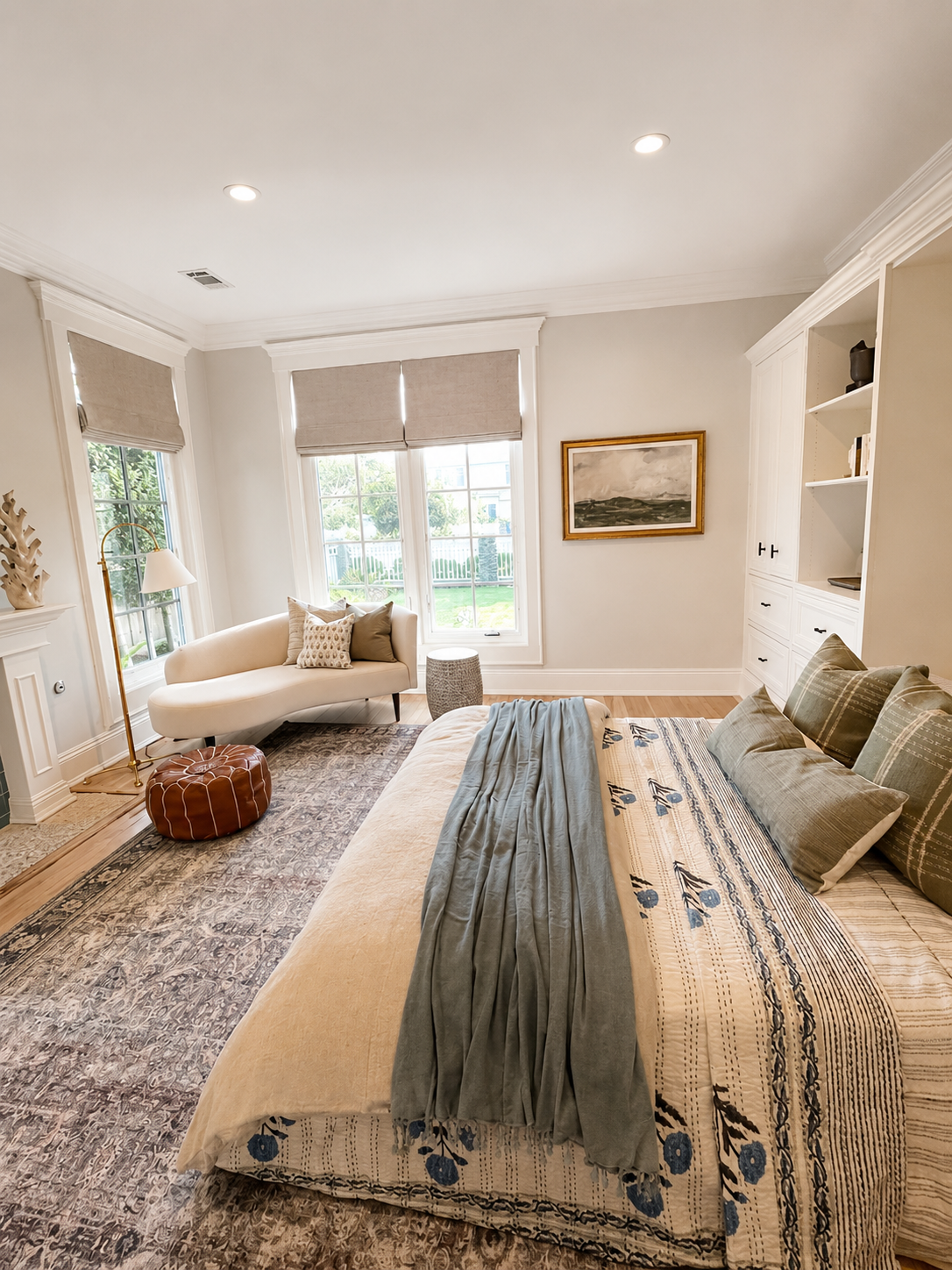 Bedroom with sitting area and built-ins, Seaside Retreat