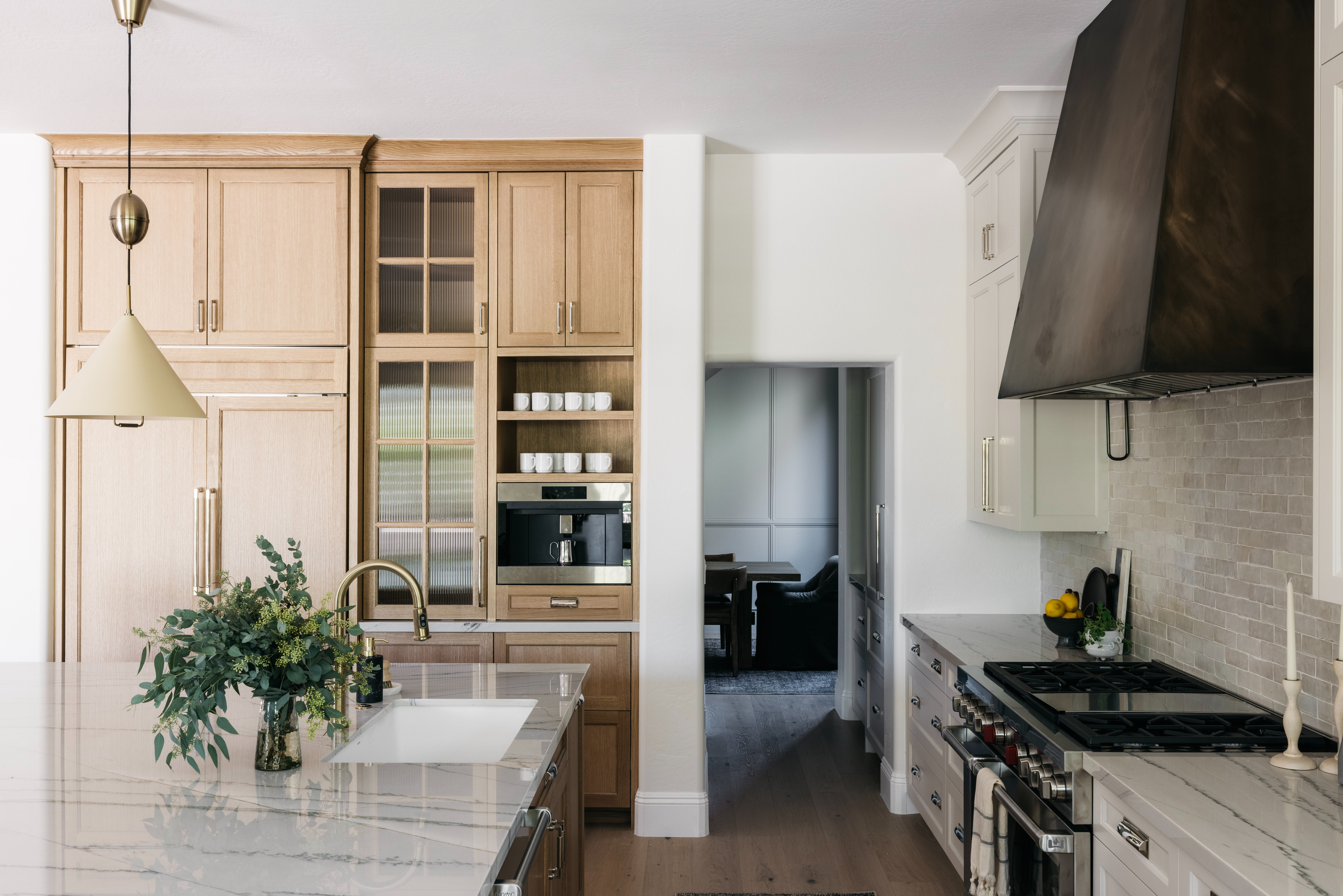 Pantry corridor with fluted glass cabinets, The Open House